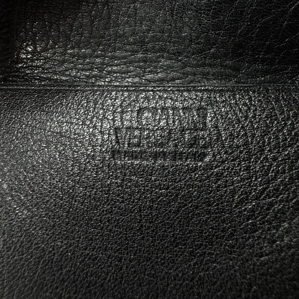 RARE Vintage GIANNI VERSACE, BLACK Leather Coin Purse Men's Wallet Made In Italy